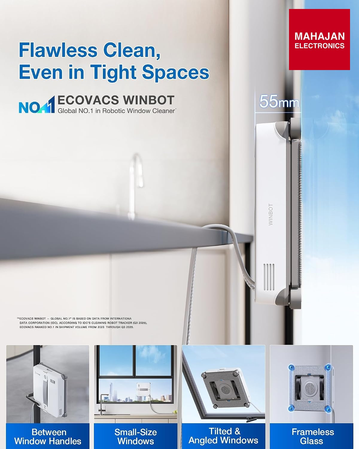 ECOVACS WINBOT MINI2 Window Cleaning Robot Black – Mahajan Electronics Online.