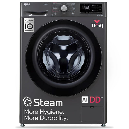 LG FHV1409Z4M 9 Kg 5 Star Wi-Fi Inverter AI Direct-Drive Touch Panel Fully Automatic Front Load Washing Machine (Steam for Hygiene, In-Built Heater, 6 Motion DD, Middle Black) - Mahajan Electronics Online