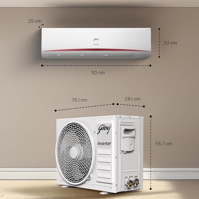 Godrej HIC 30K3TG RA 4 2.5 Ton 3 Star, AI powered, 5-In-1 Convertible Cooling, 4 Way Air Swing Inverter Split AC(Copper,Heavy-Duty Cooling At 52 °C, AC 2.5T HIC 30K3TG RA 4, White)-Online Mahajan Electronics