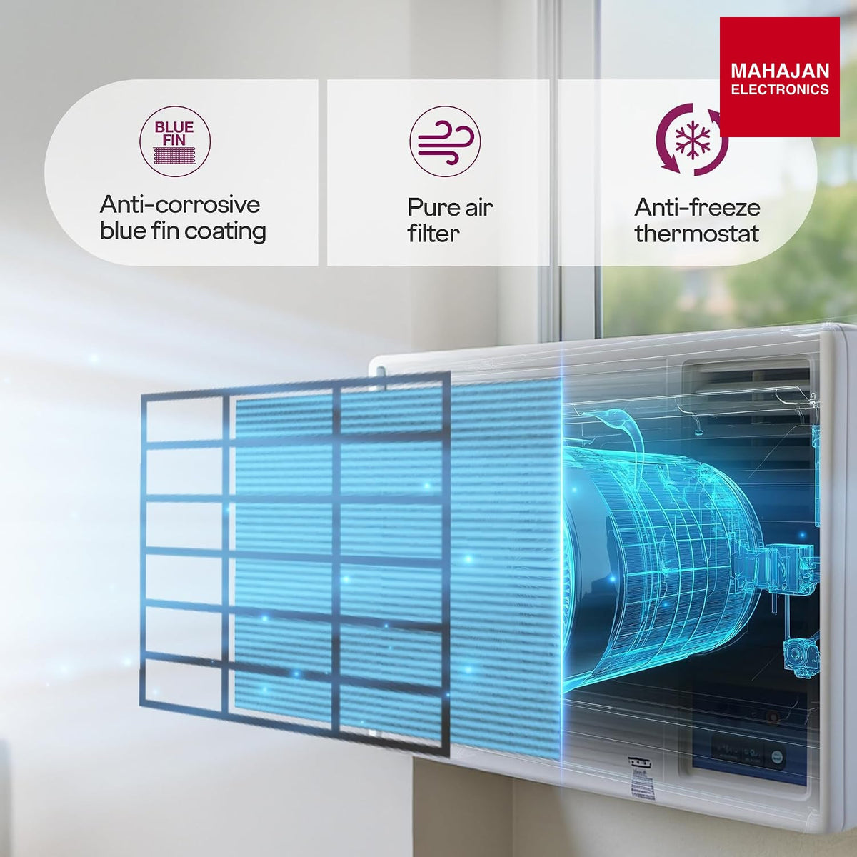 Godrej WIC 18W3TG WA 1.5 Ton 3 Star Window AC | Turbo Mode | Copper Condenser | Anti-Corrosive Blue Fin β Mahajan Electronics Online.