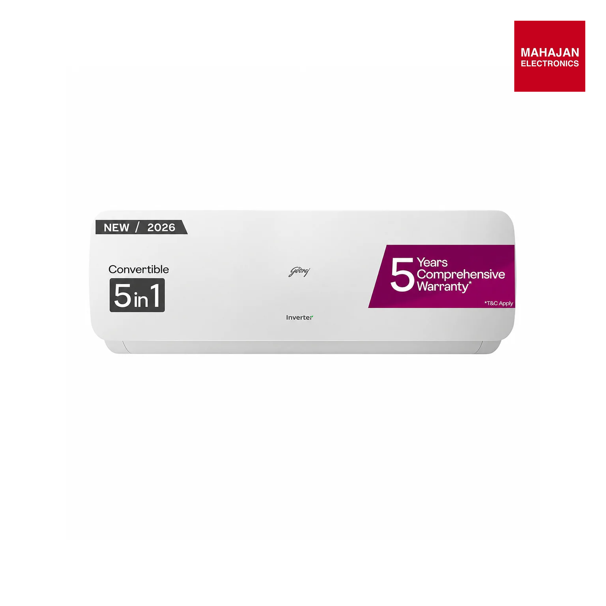 Godrej HIC 18N3TH WA 1.5 Ton 3 Star Inverter Split AC with 5-in-1 Convertible Cooling, AI Powered, Heavy Duty Cooling at 52°C, Pure Air Filter, Self Clean Technology Mahajan Electronics Online