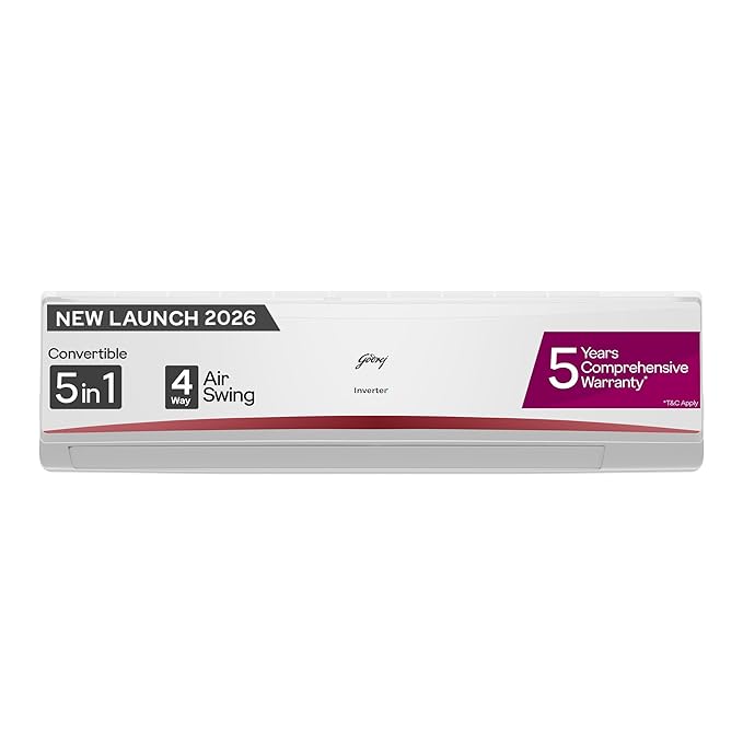 Godrej HIC 30K3TG RA 4 2.5 Ton 3 Star, AI powered, 5-In-1 Convertible Cooling, 4 Way Air Swing Inverter Split AC(Copper,Heavy-Duty Cooling At 52 °C, AC 2.5T HIC 30K3TG RA 4, White)-Online Mahajan Electronics