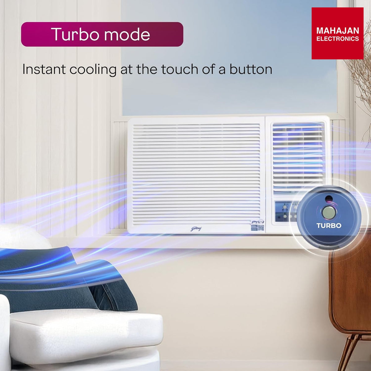 Godrej WIC 18W3TG WA 1.5 Ton 3 Star Window AC | Turbo Mode | Copper Condenser | Anti-Corrosive Blue Fin β Mahajan Electronics Online.