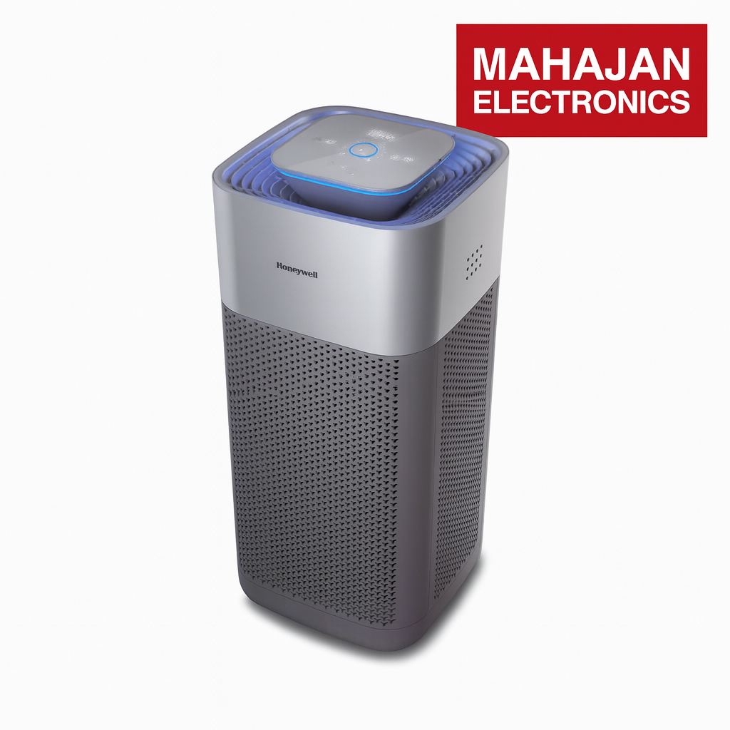 Air purifier with Mahajan Electronics logo on a white background