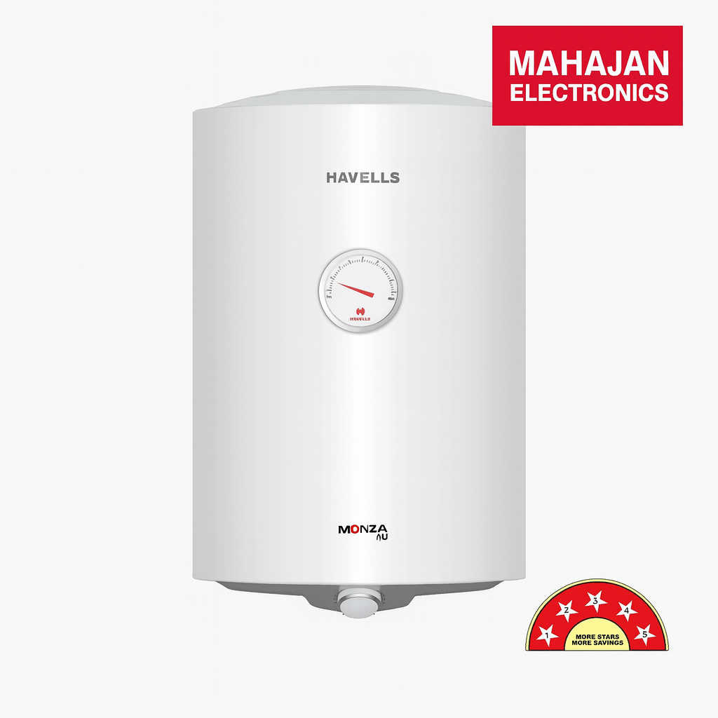 Havells Monza Nu 25L Storage Water Heater (Geyser) | 5 Star Energy Efficient | Feroglas Tank, Whirlflow, High-Rise Compatible