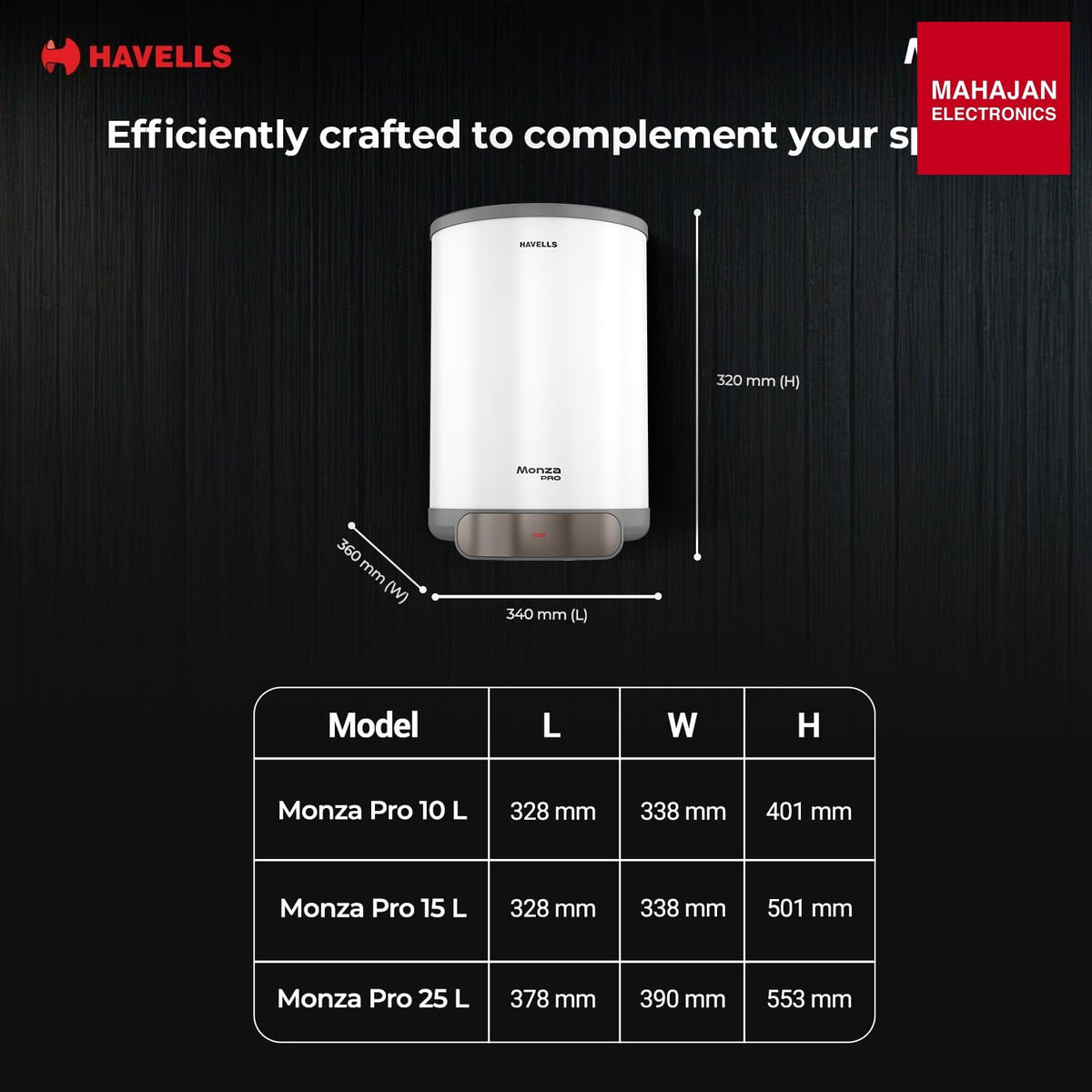 Havells Monza Pro GHWVMPUWAG25 25 L 4 Star Storage Water Heater Geyser with Feroglas Coated Anti-Rust Tank for Hard Water (White) – Mahajan Electronics Online.