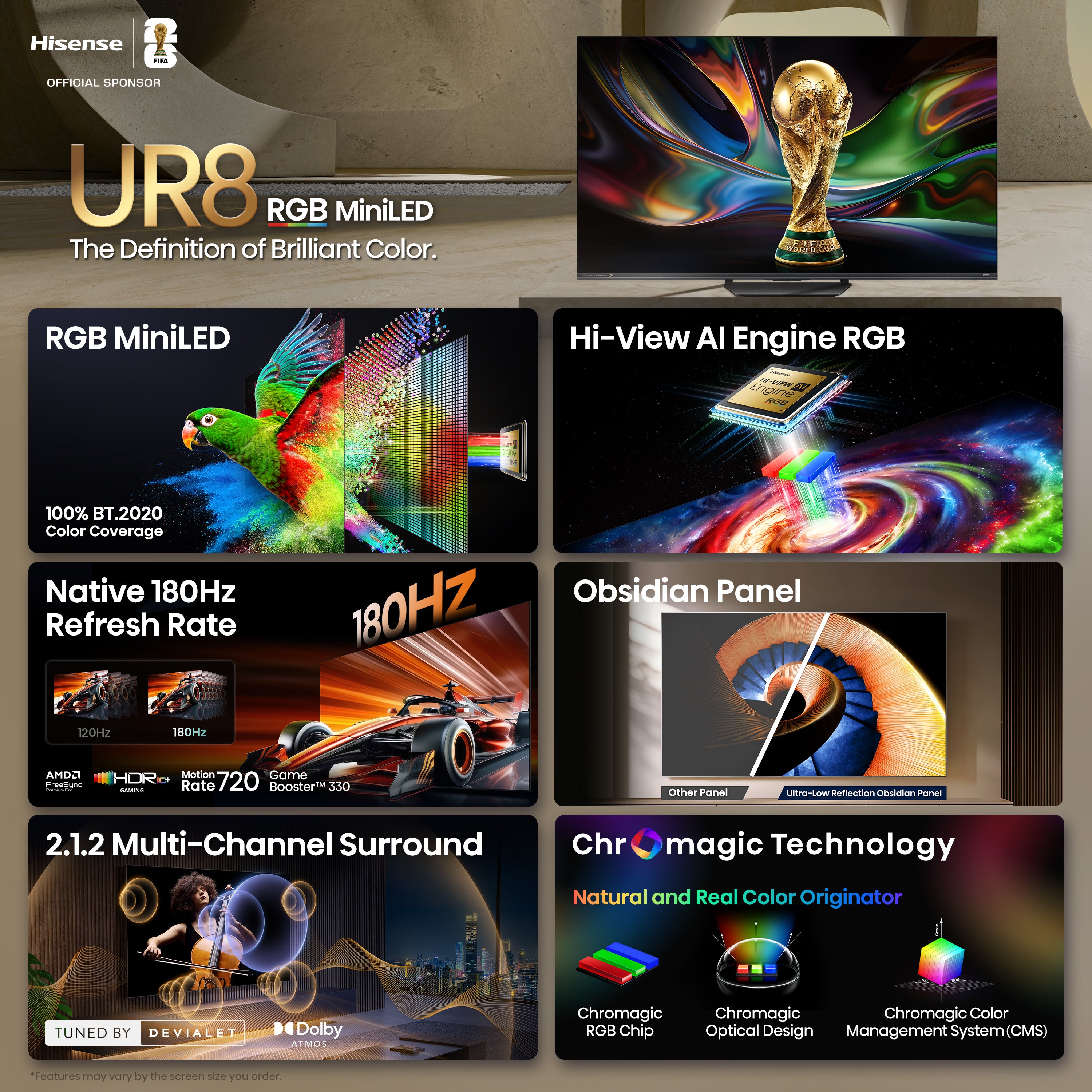 Hisense 65UR8S 65 Inch UR8 Series RGB Mini LED 4K Google TV (2026 Model)-Online Mahajan Electronics