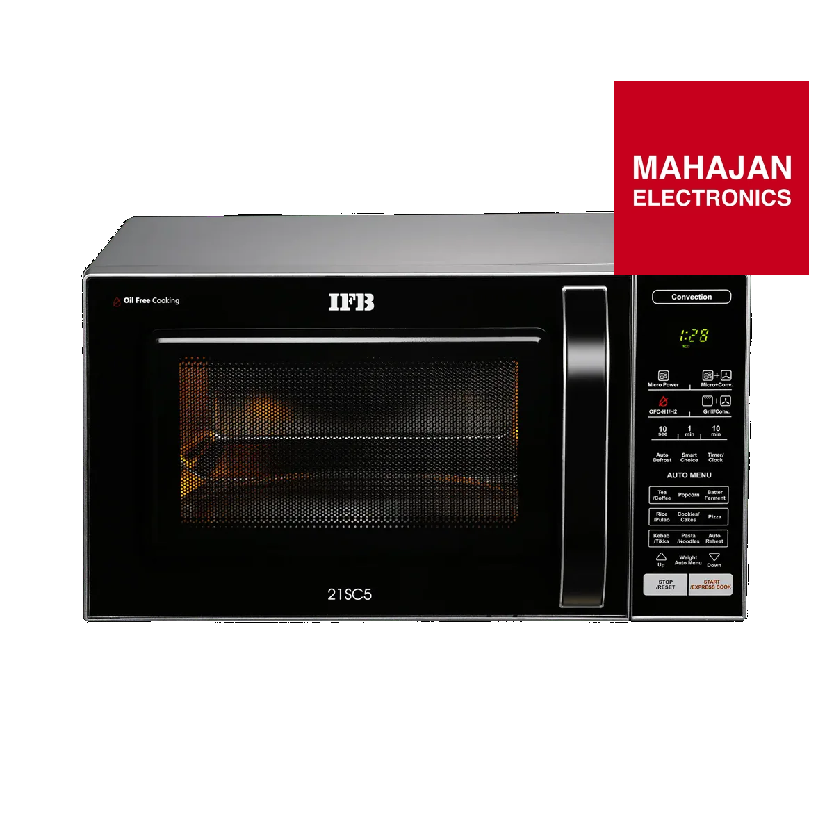 IFB 21SC5 21 L Convection Microwave Oven (Metallic Silver) – Oil-Free Cooking | 71 Auto Menus | Baking, Grilling & Fermentation | 3-Year Magnetron Warranty