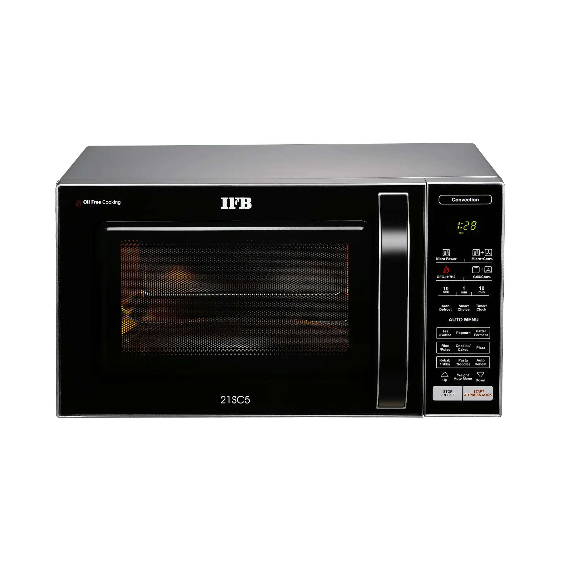 IFB 21SC5 21 L Convection Microwave Oven (Metallic Silver) – Oil-Free Cooking | 71 Auto Menus | Baking, Grilling & Fermentation | 3-Year Magnetron Warranty