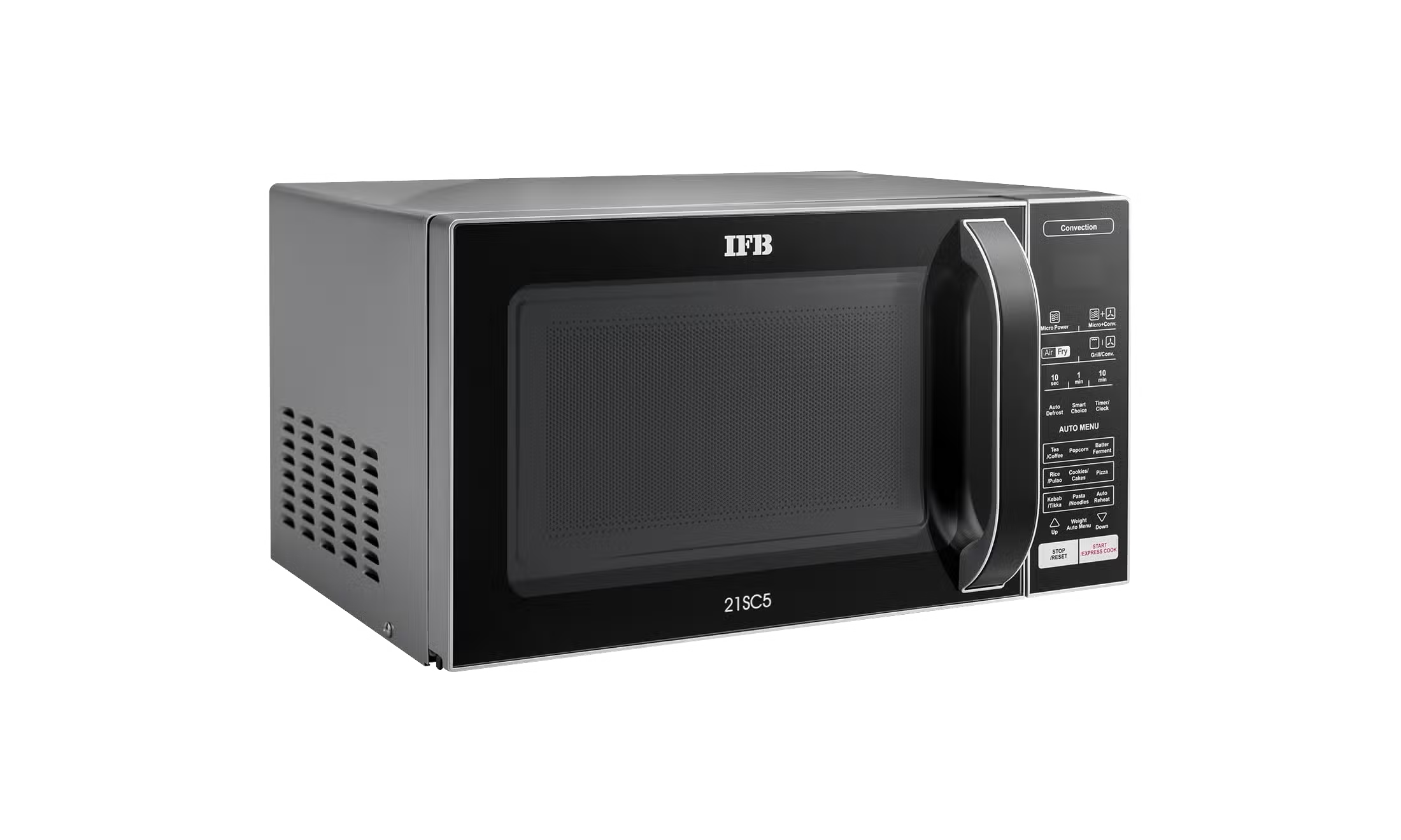 IFB 21SC5 21 L Convection Microwave Oven With Airfryer (Metallic Silver) | 71 Auto Cook Menus | Steam Clean | Oil-Free Cooking | Grill, Bake, Reheat & Ferment | 3-Year Magnetron Warranty-Online Mahajan Electronics