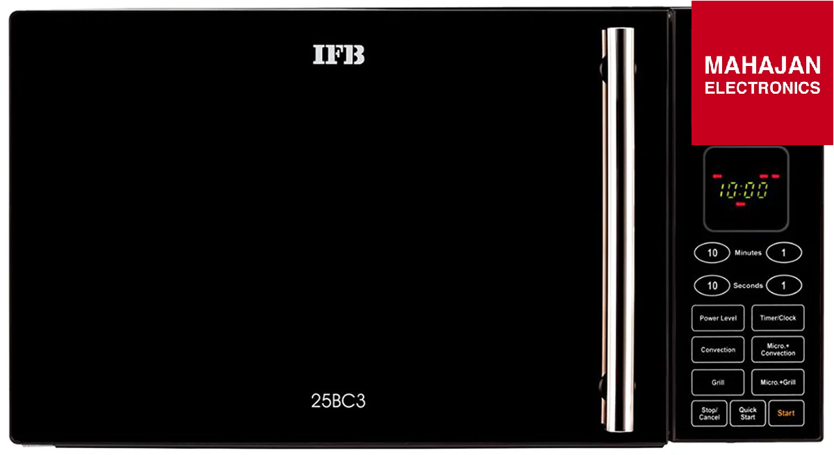 IFB 25BC3 25 Litre Convection Microwave Oven (Black) | 50 Auto Cook Menus | Multi-Stage Cooking | Stainless Steel Cavity | Child Safety Lock | Made for Indian Kitchens
