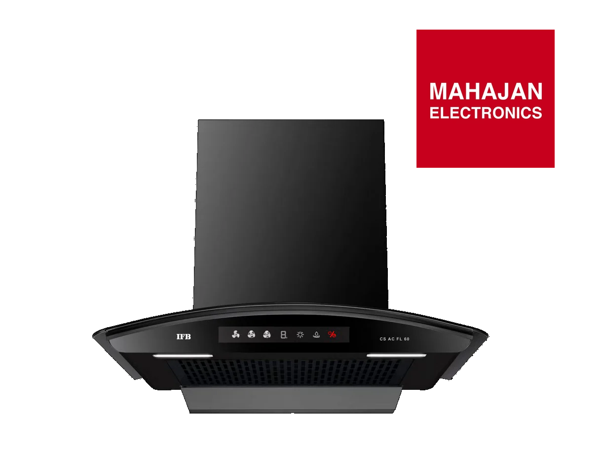 IFB CS AC FL P 60 60cm Wall Mount Chimney| Auto Clean | Hand Sensor + Feather Touch Controls | Decorative Black Glass Finish.Mahajan Electronics Online