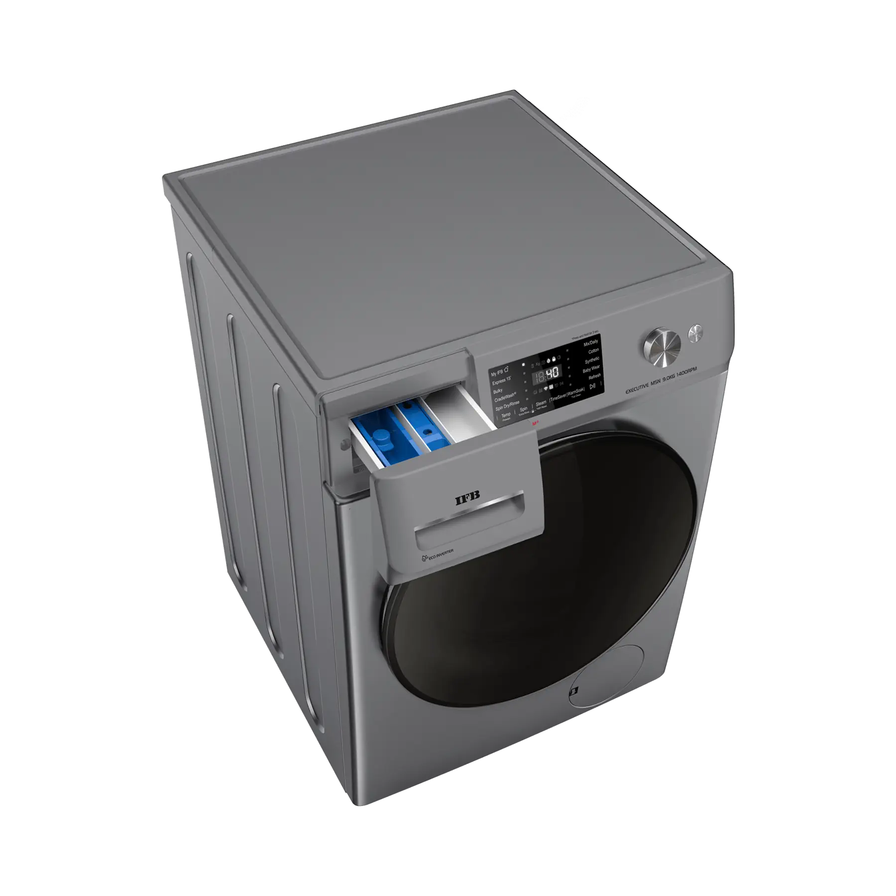 IFB Executive MSN 9014K CMS 9 kg 5 Star AI-Powered Front Load Washing Machine | 1400 RPM | Eco Inverter Motor | Steam Refresh | Wi-Fi Enabled | Metallic Silver-Online Mahajan Electronics