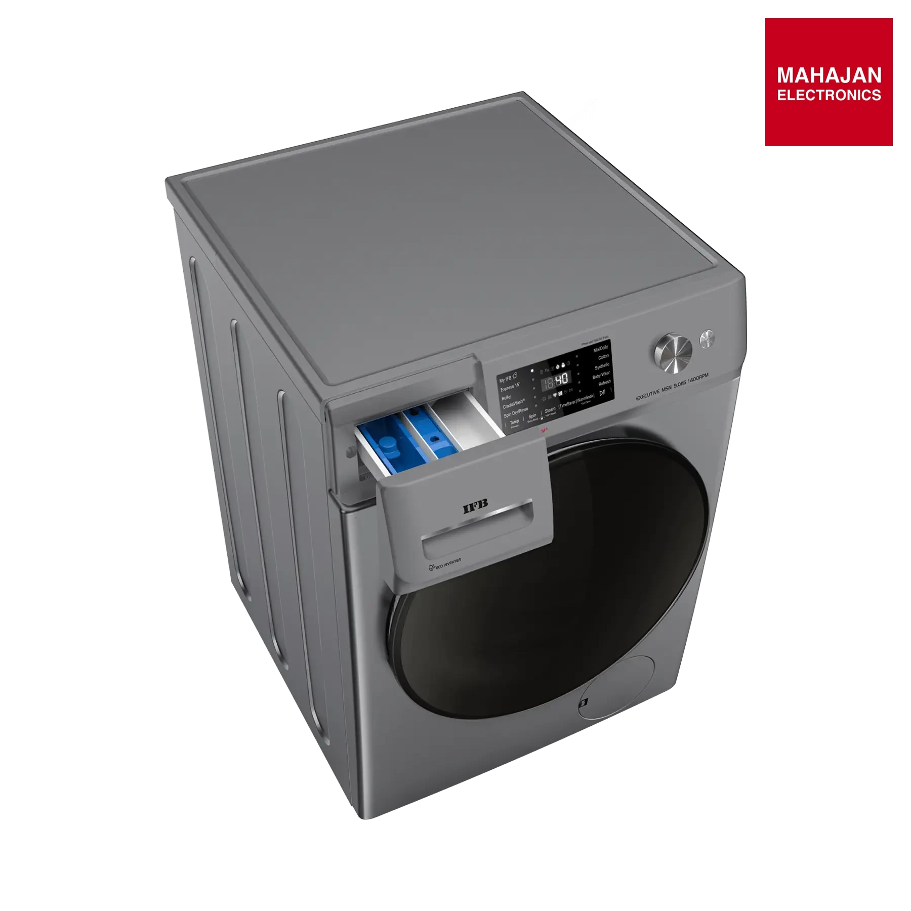 IFB Executive MSN 9014K CMS 9 kg 5 Star AI-Powered Front Load Washing Machine | 1400 RPM | Eco Inverter Motor | Steam Refresh | Wi-Fi Enabled | Metallic Silver-Online Mahajan Electronics