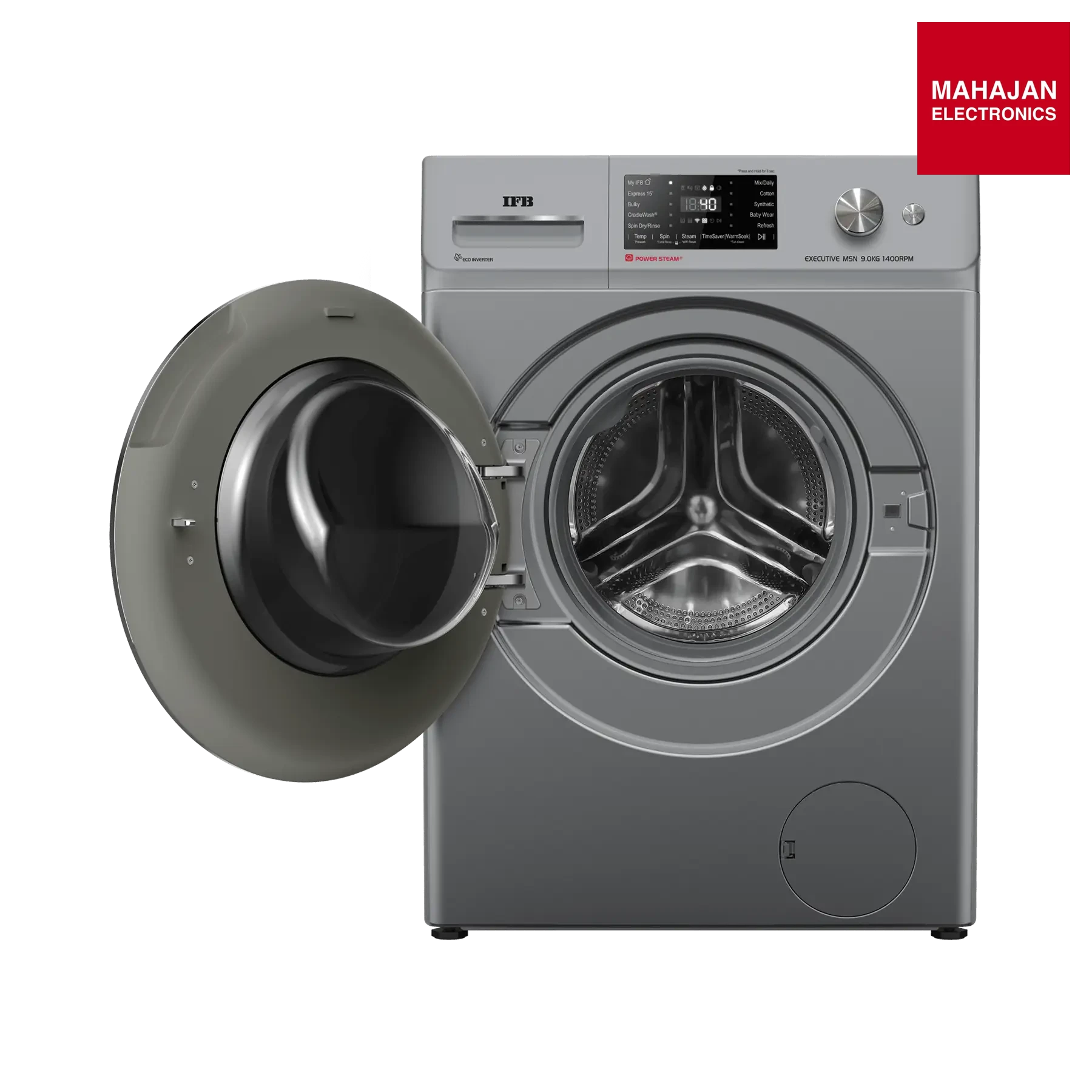 IFB Executive MSN 9014K CMS 9 kg 5 Star AI-Powered Front Load Washing Machine | 1400 RPM | Eco Inverter Motor | Steam Refresh | Wi-Fi Enabled | Metallic Silver-Online Mahajan Electronics