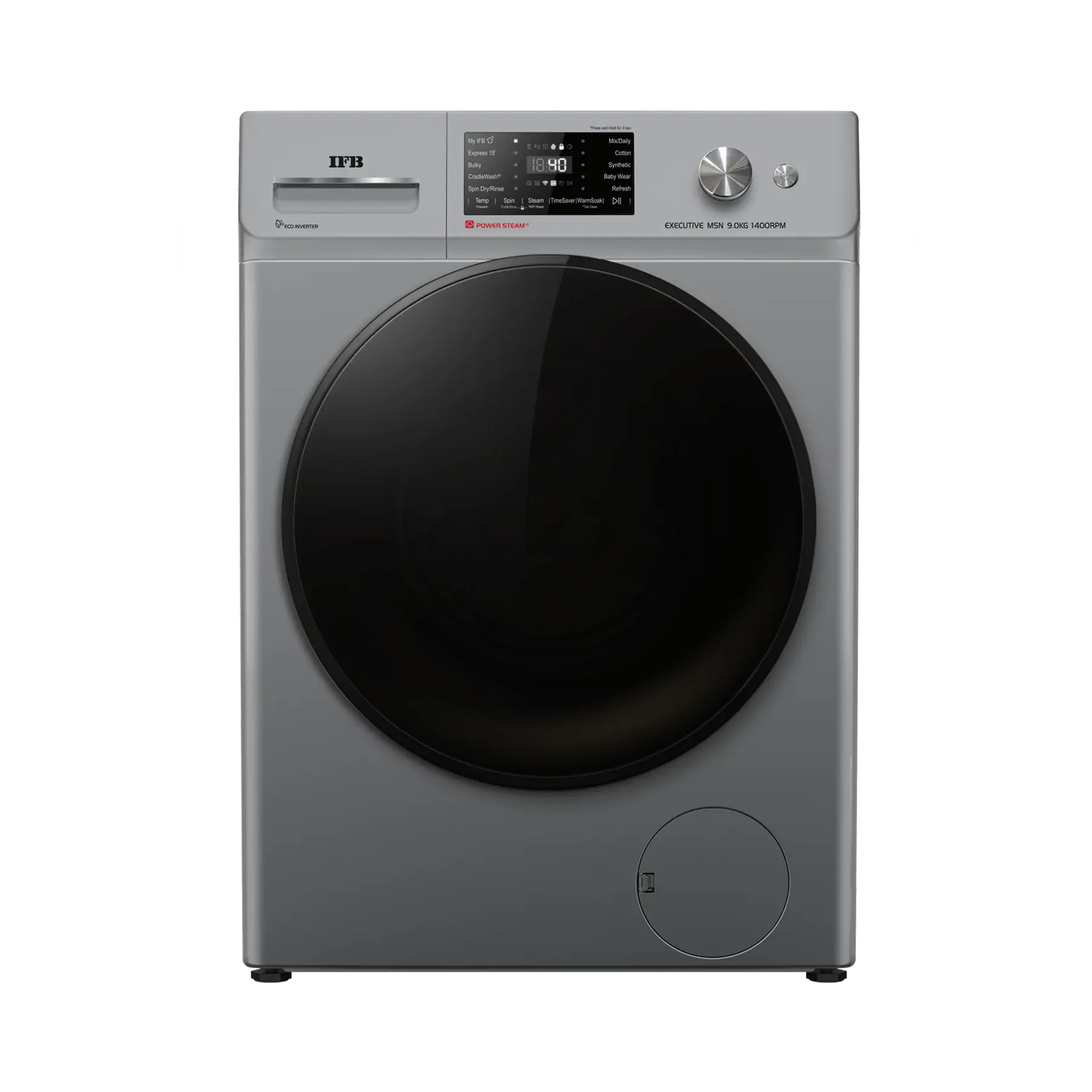 IFB Executive MSN 9014K CMS 9 kg 5 Star AI-Powered Front Load Washing Machine | 1400 RPM | Eco Inverter Motor | Steam Refresh | Wi-Fi Enabled | Metallic Silver-Online Mahajan Electronics