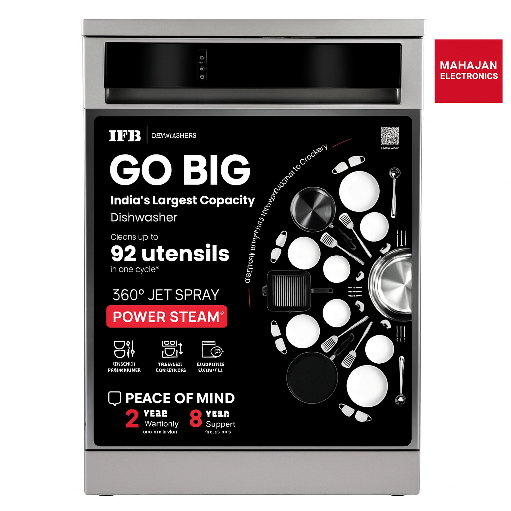 IFB Neptune SX16 16 Place Setting Dishwasher | Ion Tech | Auto Door Opening | 360° Spray Arms | 70°C Hot Wash