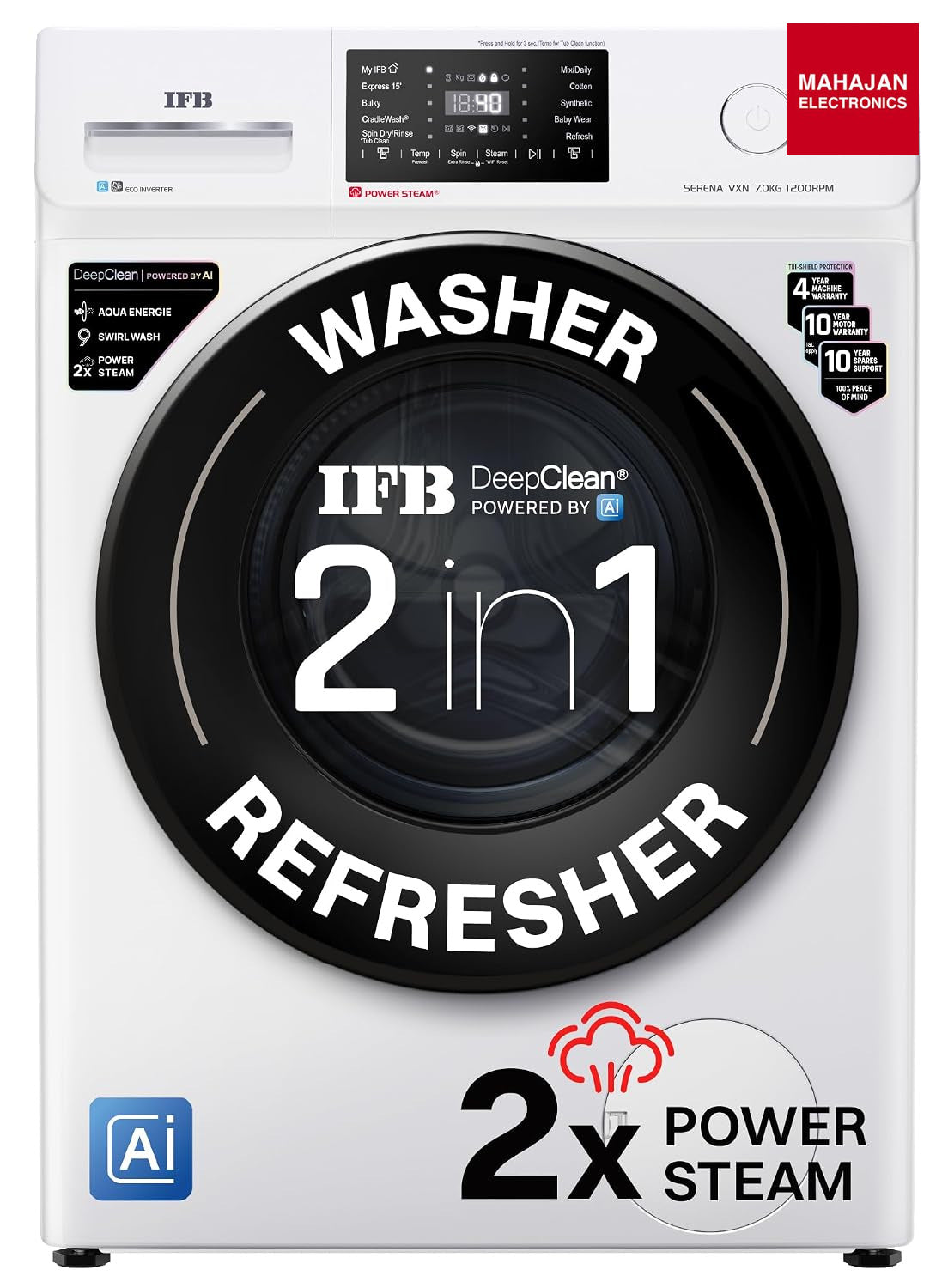 IFB SERENA VXN 7012 CMS 7Kg 5 Star Front Load Washing Machine Steam WiFi White – Mahajan Electronics Online.