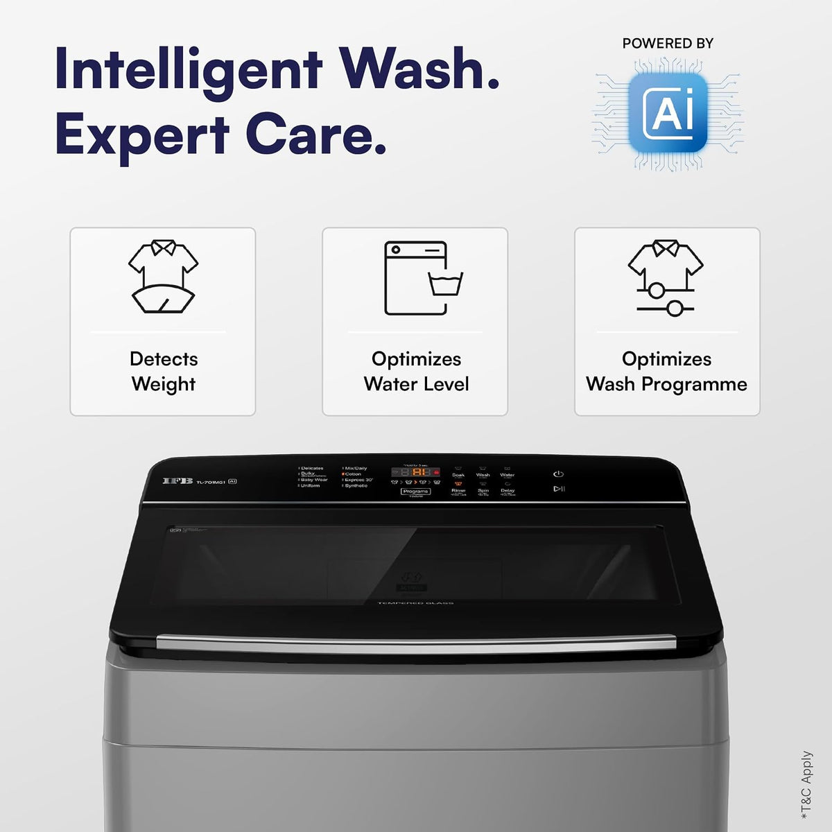 IFB TL701MG1 7 Kg 5 Star Fully Automatic Top Load Washing Machine with AI, Deep Clean, ActivMix, Aqua Energie, Med Grey