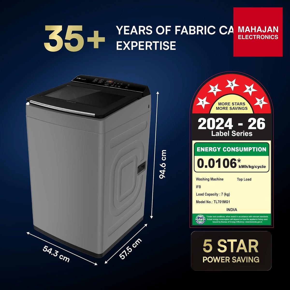 IFB TL701MG1 7 Kg 5 Star Fully Automatic Top Load Washing Machine with AI, Deep Clean, ActivMix, Aqua Energie, Med Grey – Mahajan Electronics Online.