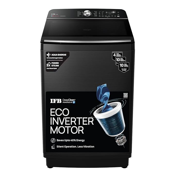 IFB TL121BL4SWID 12 Kg 5 Star AI Powered DeepClean® Technology Fully Automatic Top Load Washing Machine with Inbuilt Heater & Wi-Fi (, Power Steam®, Eco Inverter, Activmix, 4 Year Warranty,Black VCM-Online Mahajan Electronics