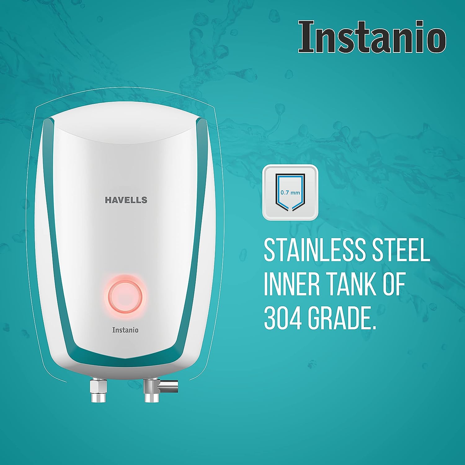 Havells Instanio 3-Litre Instant Geyser (White/Blue), Wall Mount - Mahajan Electronics Online