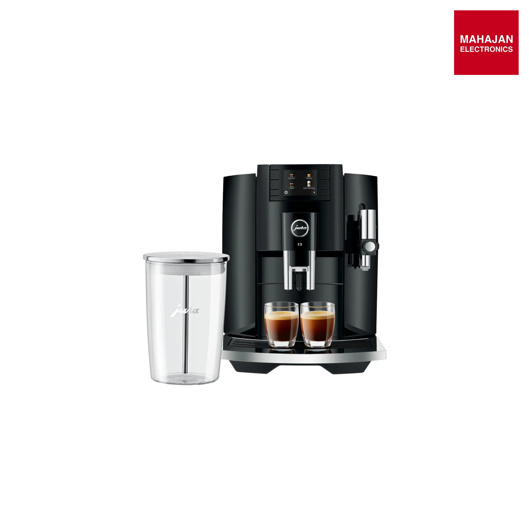Jura E8 Automatic Coffee Machine (15270, Piano Black) Bundle with Glass Milk Container (2 Items) Mahajan Electronics Online