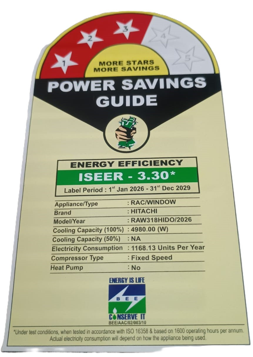 Hitachi RAW318HIDO 1.5 Ton 3 Star Fix Speed Window Air Conditioner (Kaze Plus Series)