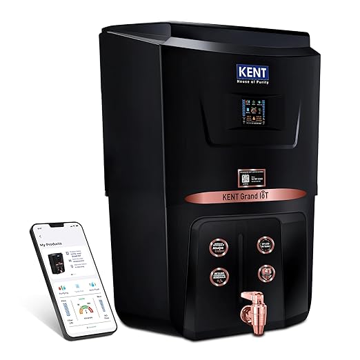 KENT Grand IoT RO Water Purifier| RO+UV+UF+Alk+Cu+TDS Control+UV in Tank | IoT Enabled | Fully Automatic On&OFF Operation |8L|20 LP/Hr|Ideal For Borewell/Tanker/Municipal Water-Online Mahajan Electronics