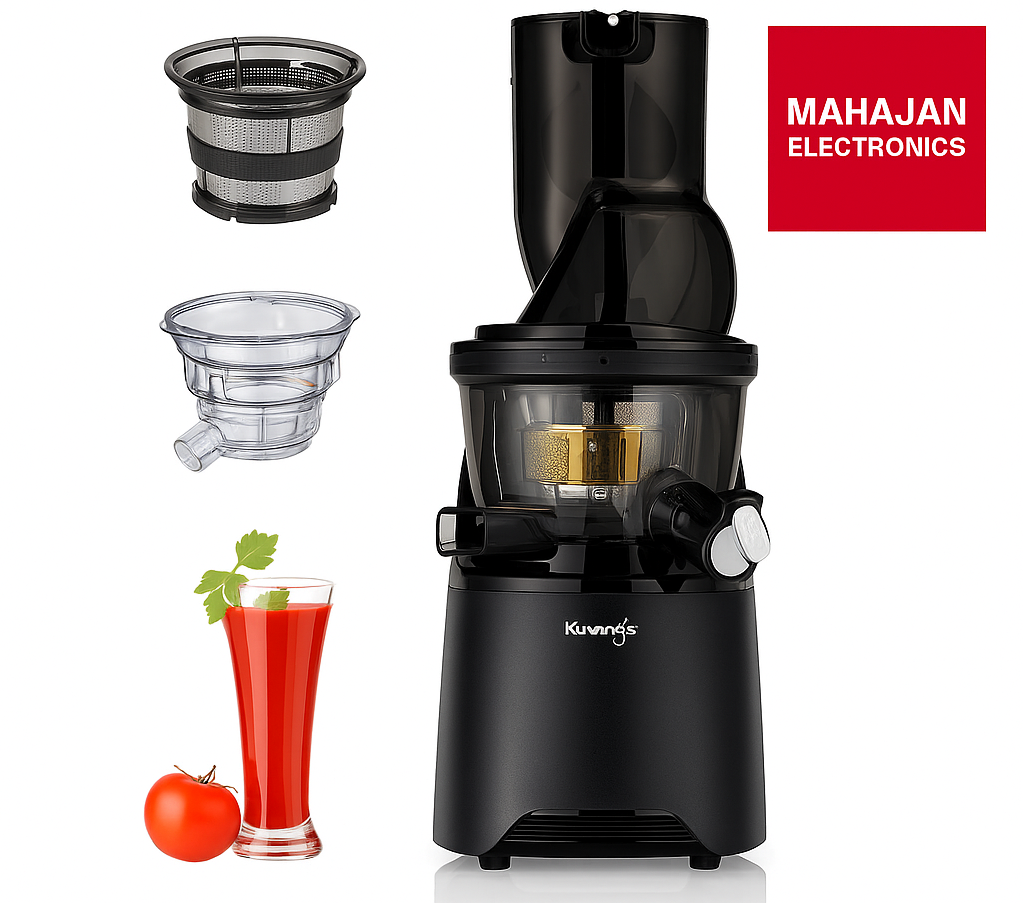 Kuvings EVO810 Black Professional Cold Press Juicer,Only Juicer with Patented Rubber & Silicon-Free Technology, 12 YR Warranty, All-in-1 Fruit & Vegetable Juicer,With Smoothie & Sorbet Attachment Mahajan Electronics Online