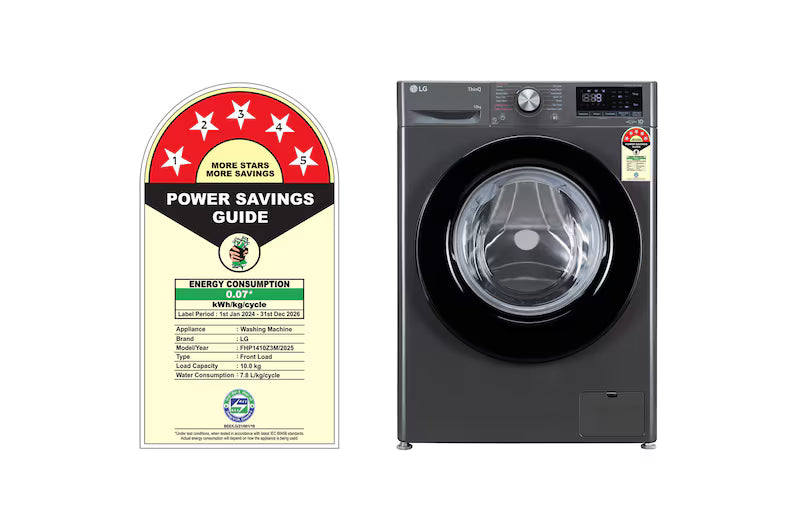 LG FHP1410Z3M 10Kg Front Load Washing Machine,5 Star, AI Direct Drive™, Middle Black,/ Mahajan Electronics Online