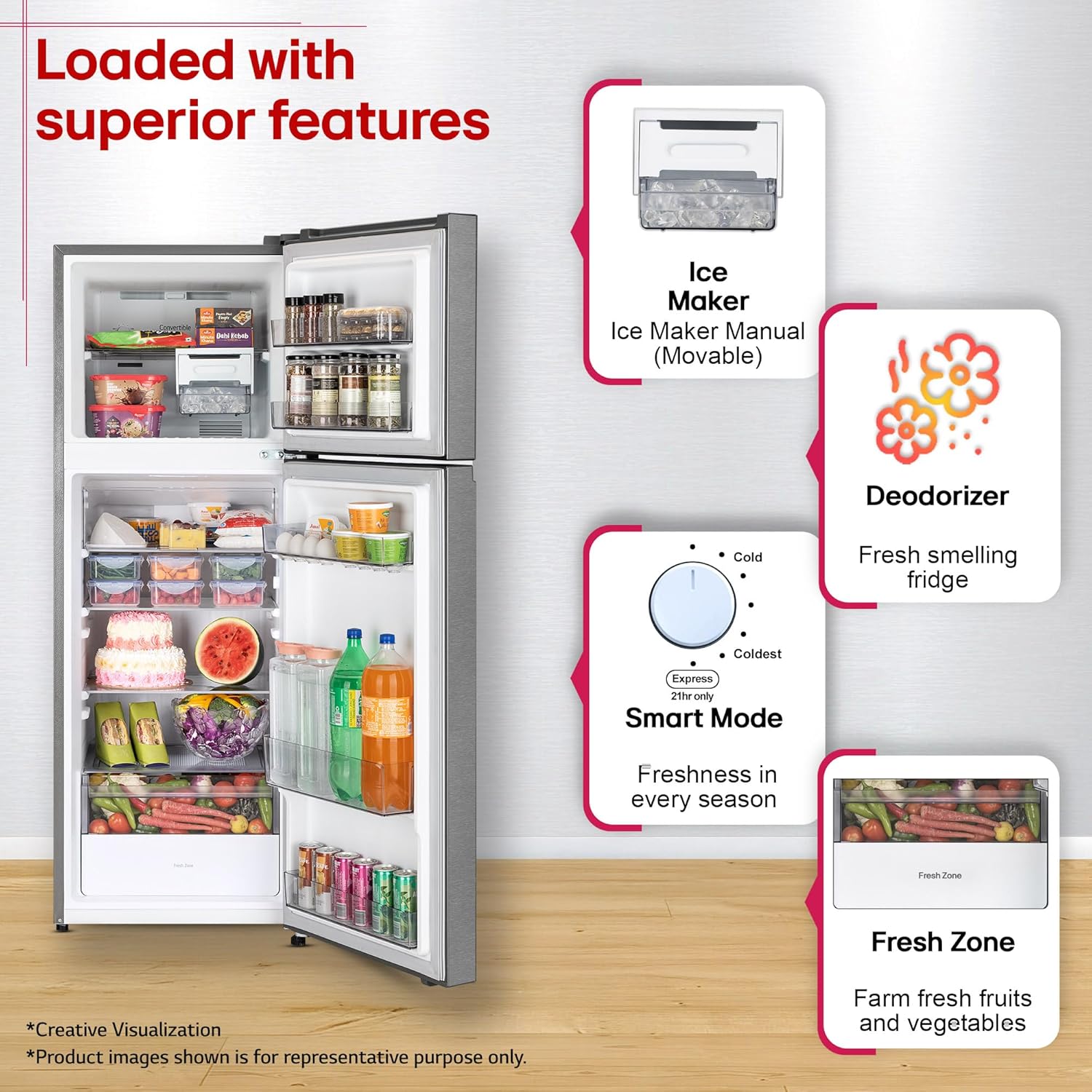 LG GLT2526XWDS 251 L, 2 Star, Frost-Free Smart Inverter Double Door Convertible Refrigerator ( Dazzle Steel, Multi Air Flow Cooling, Smart & Dairy Mode, Convertible Space for More Storage, 2026 Model-Online Mahajan Electronics