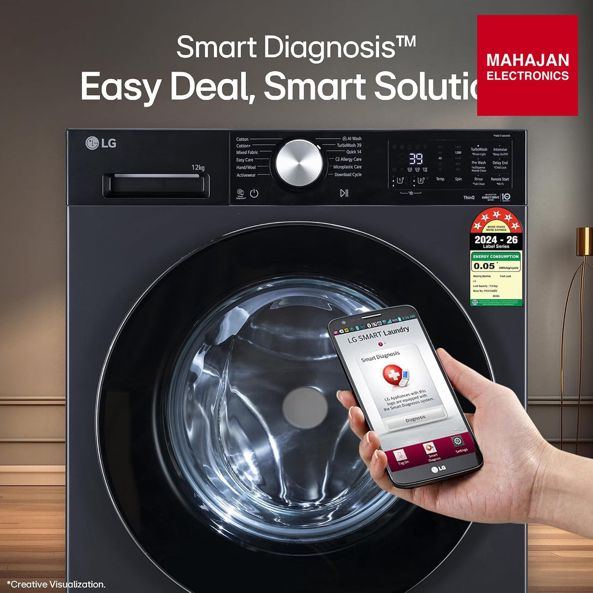 LG FX1412A5ED 12 Kg Front Load Washing Machine Essence Graphite – Mahajan Electronics Online.