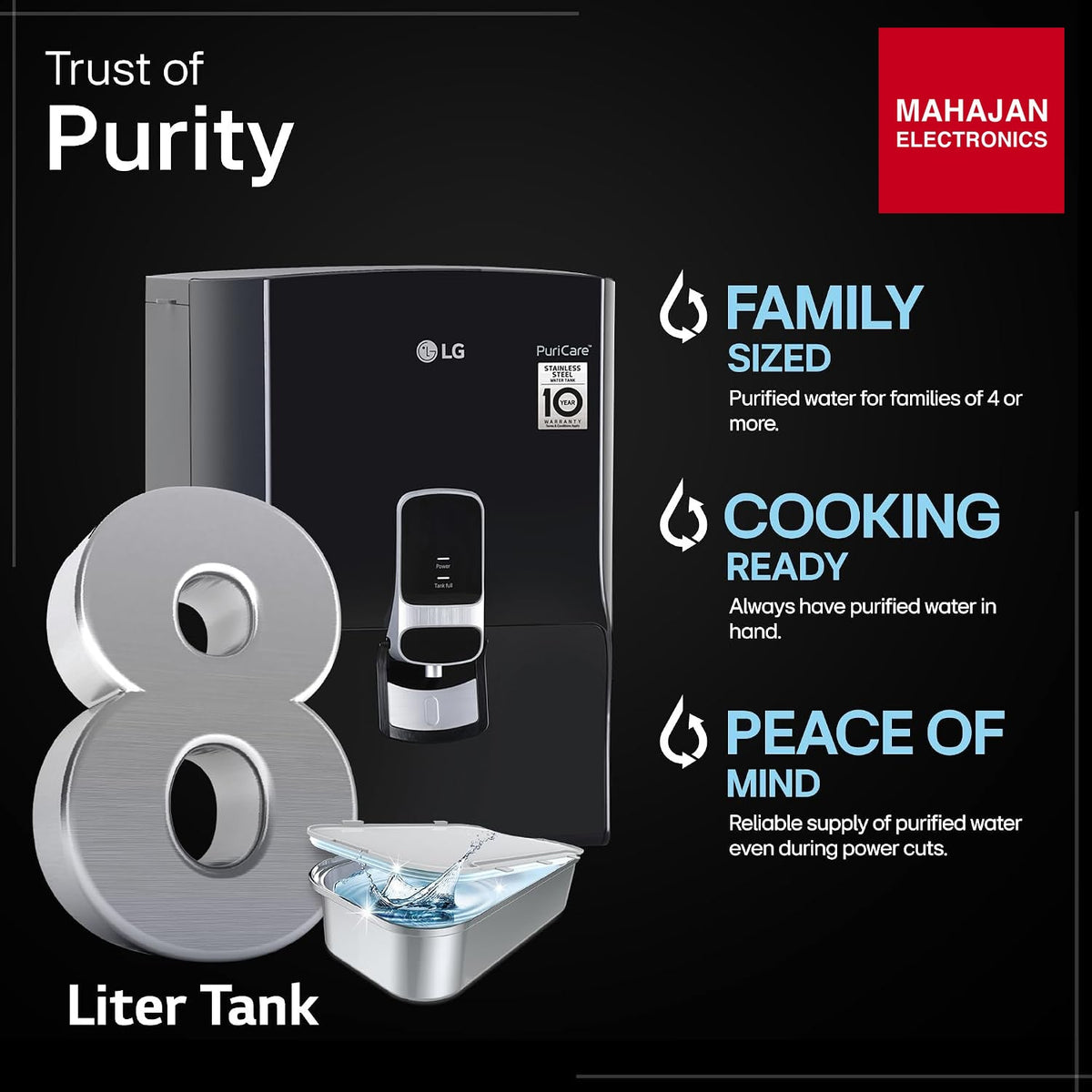 LG WW141NF 8 L RO Water Purifier Black – Mahajan Electronics Online.