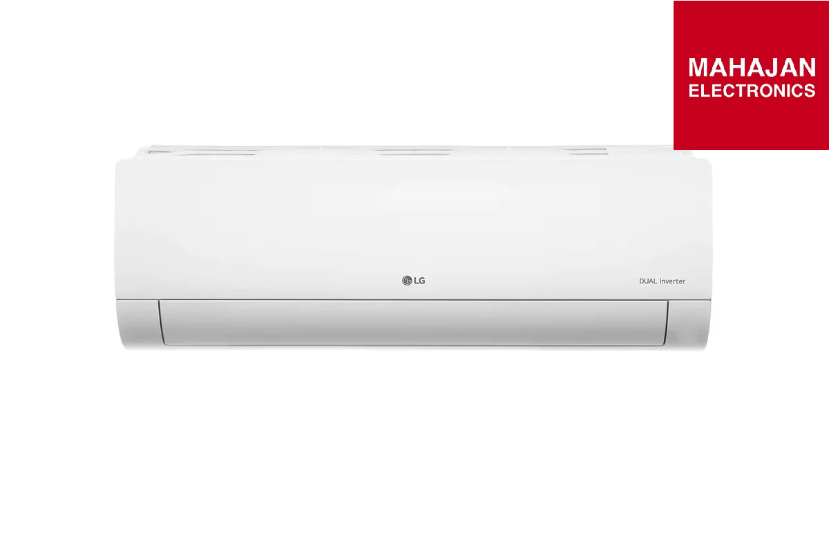 White LG air conditioner with Mahajan Electronics logo on a white background