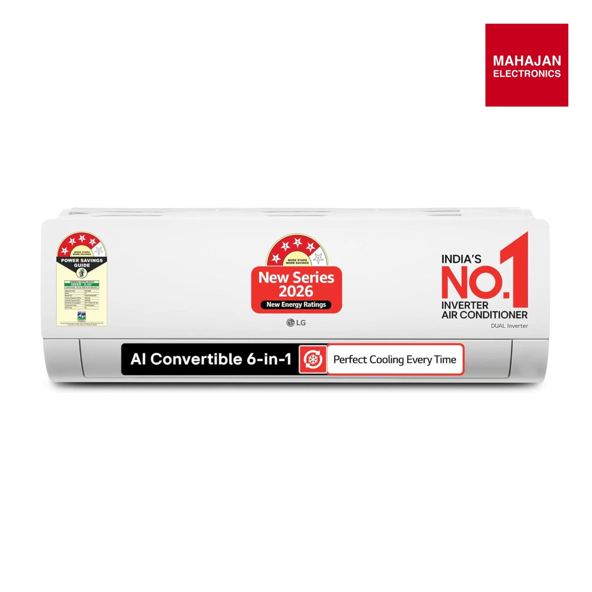 LG AS-Q19JNYE 1.5 Ton 4 Star DUAL Inverter Split AC (Copper, AI Convertible 6-in-1, VIRAAT Mode, Faster Cooling & Energy Saving, 4 Way Swing, HD Filter with Anti-Virus Protection & Him Clean, White) Mahajan Electronics