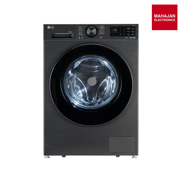 LG FDX1207N5B 12 7Kg AI Front Load Washer Dryer Platinum Black-Online Mahajan Electronics