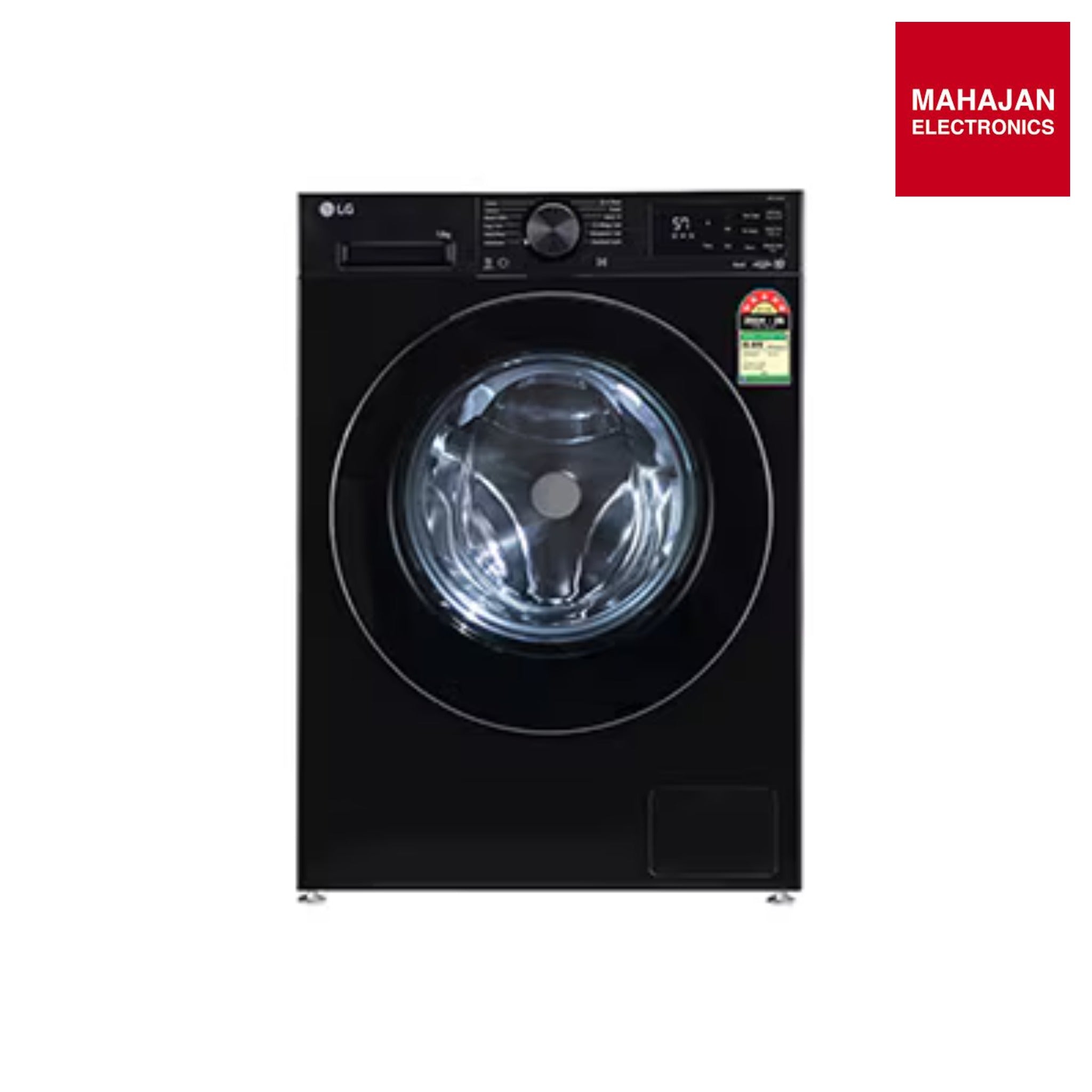 LG FX1412N5O 12 Kg 5 Star Front Load Washing Machine with AI Direct Drive™, TurboWash 360˚, 6 Motion & Steam – Onyx Black-Online Mahajan Electronics
