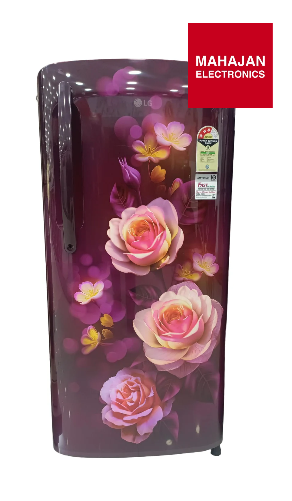 LG GL-B211HSBD, 201 Ltrs 3 Star Inverter Direct Cool Single Door Refrigerator, Scarlet Bloom Mahajan Electronics Online