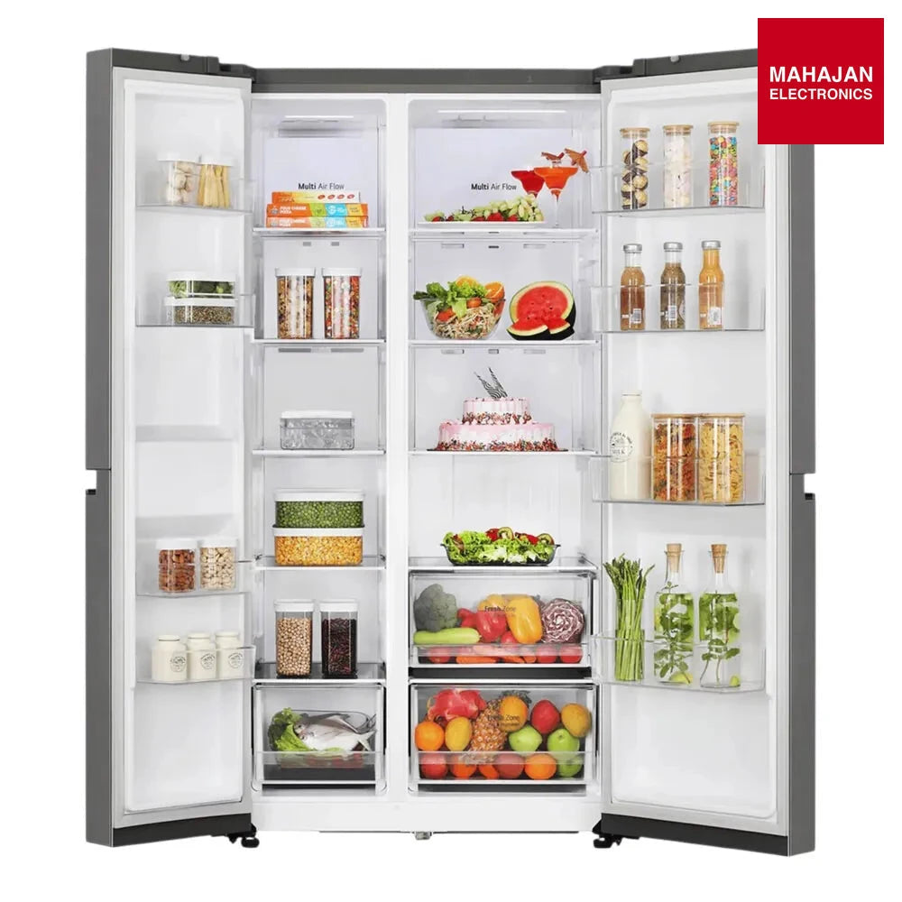 LG GL-B257JDS3 650 Litres 3 Star Side-by-Side Convertible Refrigerator with Multi-Air Flow | Smart Diagnosis | Smart Inverter Compressor ( Dazzle Steel) Mahajan Electronics Online