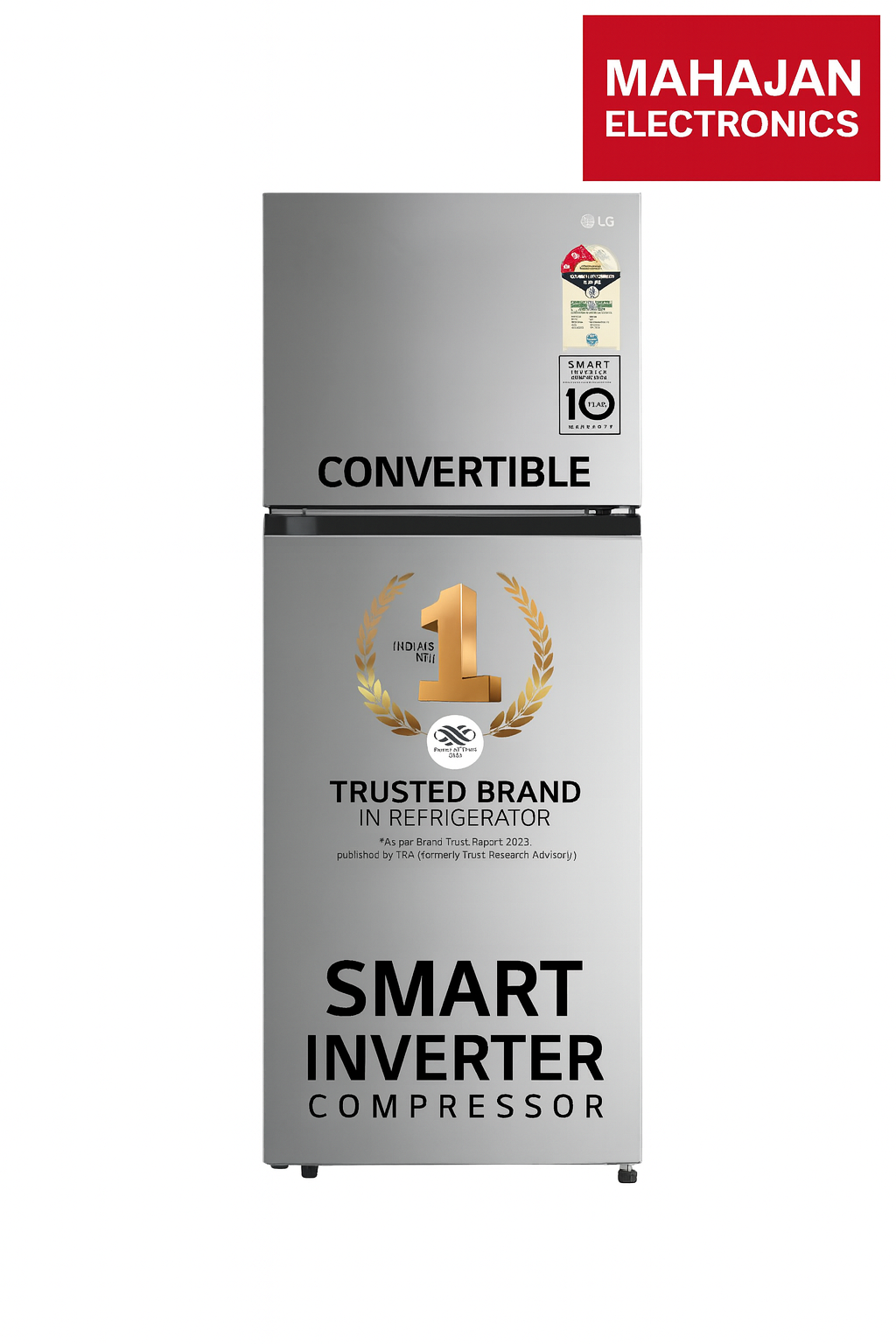 LG GL-S342SPZY 322L 2 Star Frost-Free Convertible Double Door Refrigerator with Smart Inverter Compressor – Shiny Steel | Multi Air Flow | Smart Diagnosis