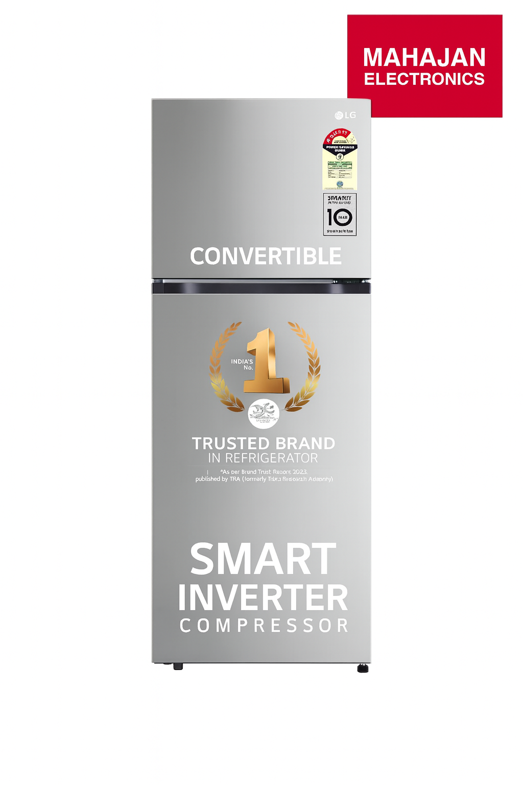 LG GL-S382SPZY 343L 2 Star Frost Free Double Door Refrigerator (Smart Inverter Compressor, Convertible Freezer, Multi Air Flow, Shiny Steel)