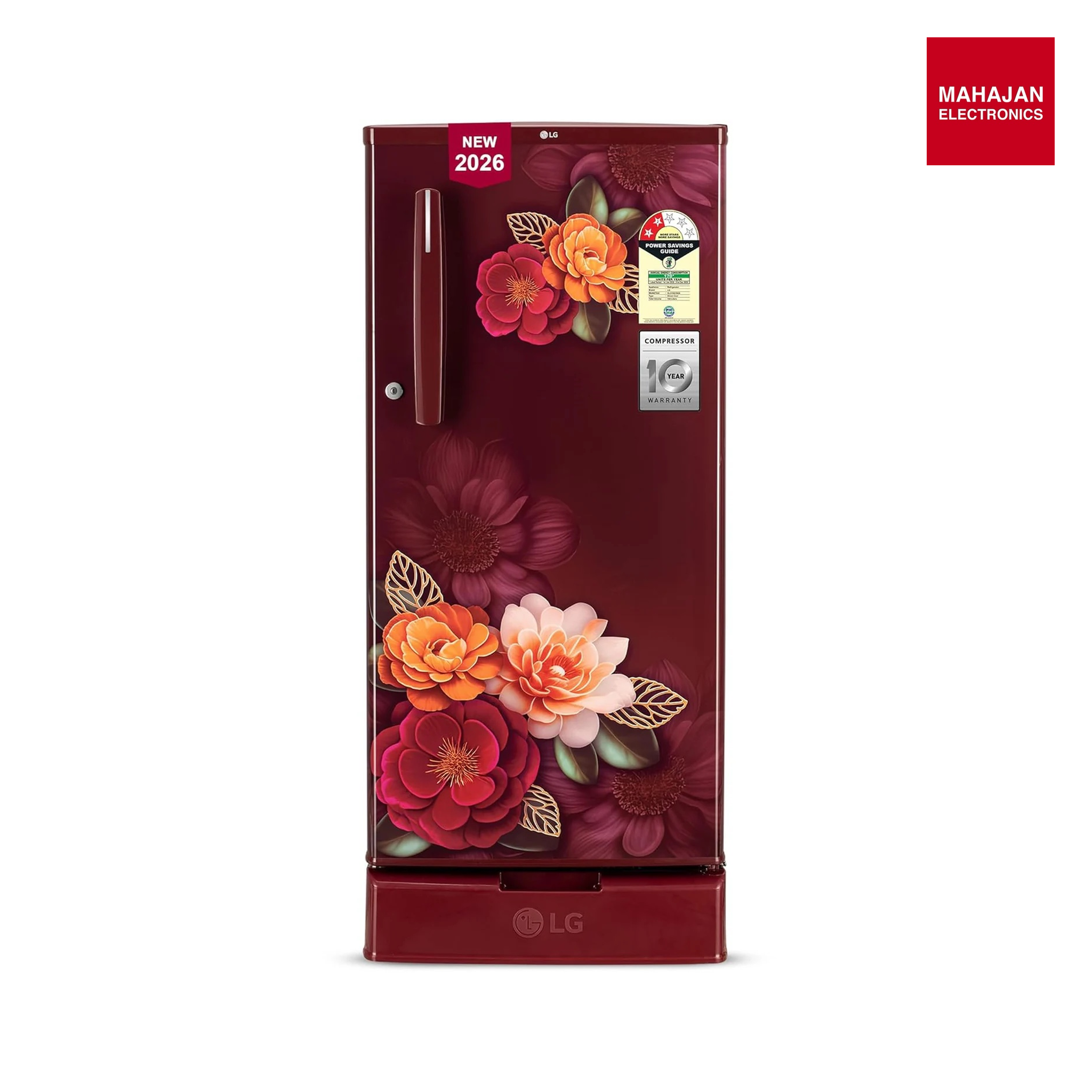 LG GLD1925XORK 185 L, 2 Star, Direct Cool Single Door Refrigerator ( Ruby Klase, Base stand with Drawer, Fit Max Chiller Tray, Works Without Stabilizer, 2026 Model) Mahajan Electronics Online