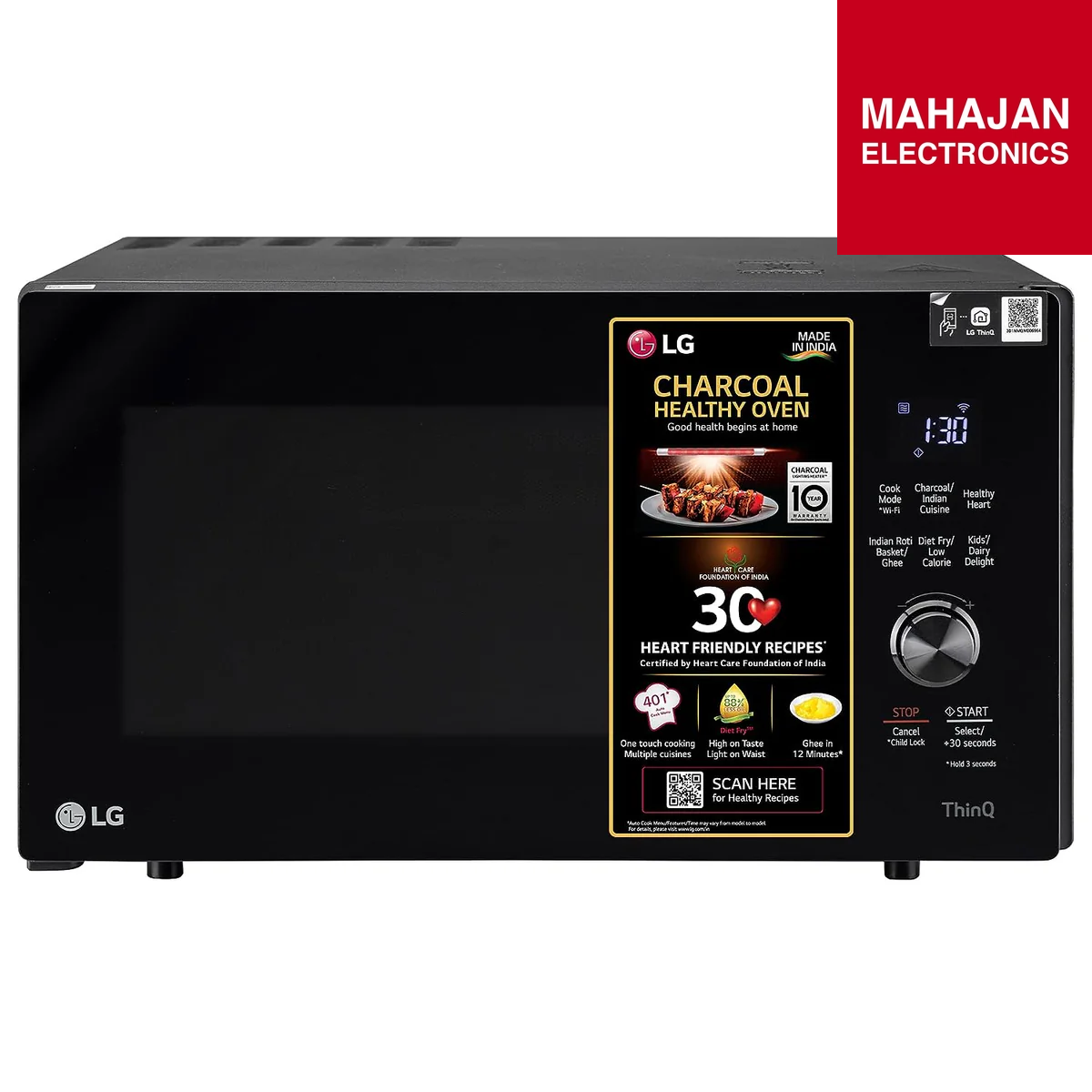 LG MJEN286UFW 28L Charcoal Convection Wi-Fi Microwave Oven | Diet Fry™ | Healthy Heart Recipes | Black | Mahajan Electronics Delhi NCR