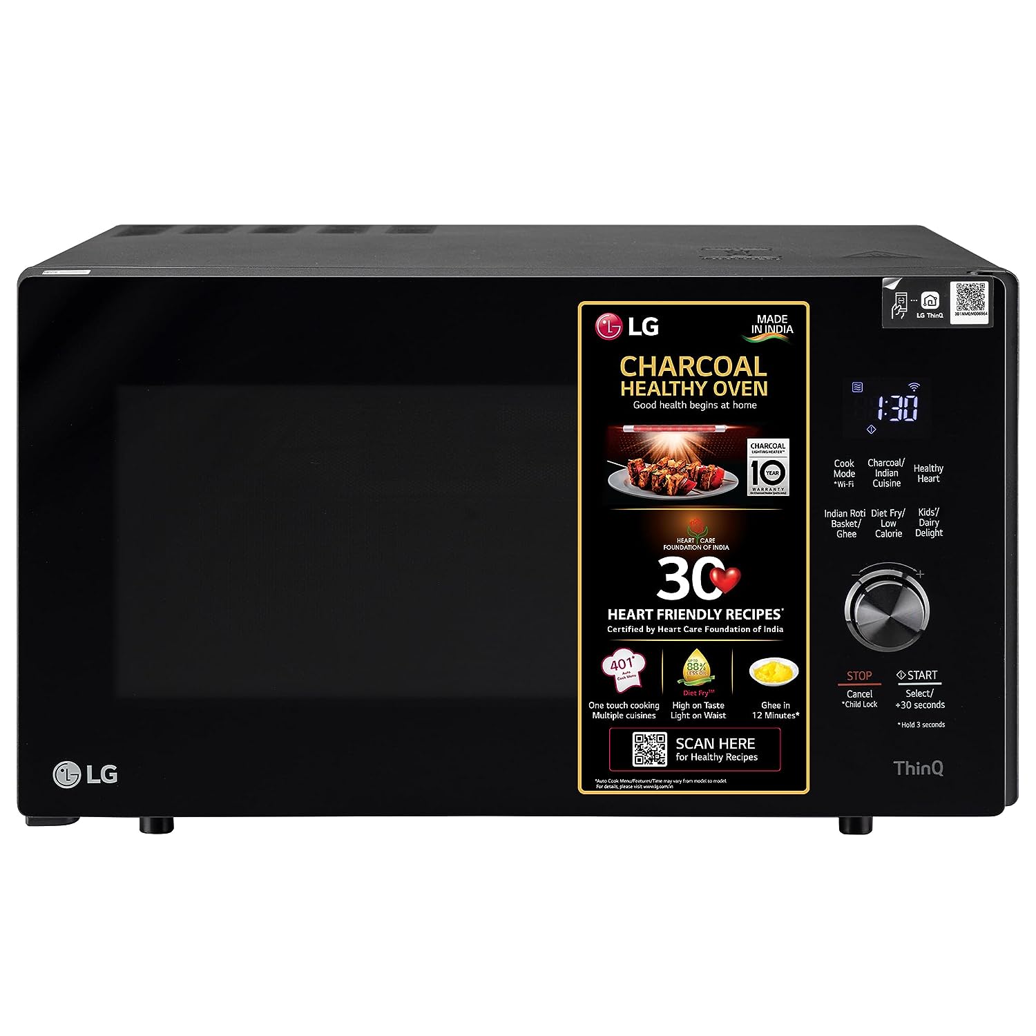 LG MJEN286UFW 28L Charcoal Convection Wi-Fi Microwave Oven | Diet Fry™ | Healthy Heart Recipes | Black | Mahajan Electronics Delhi NCR