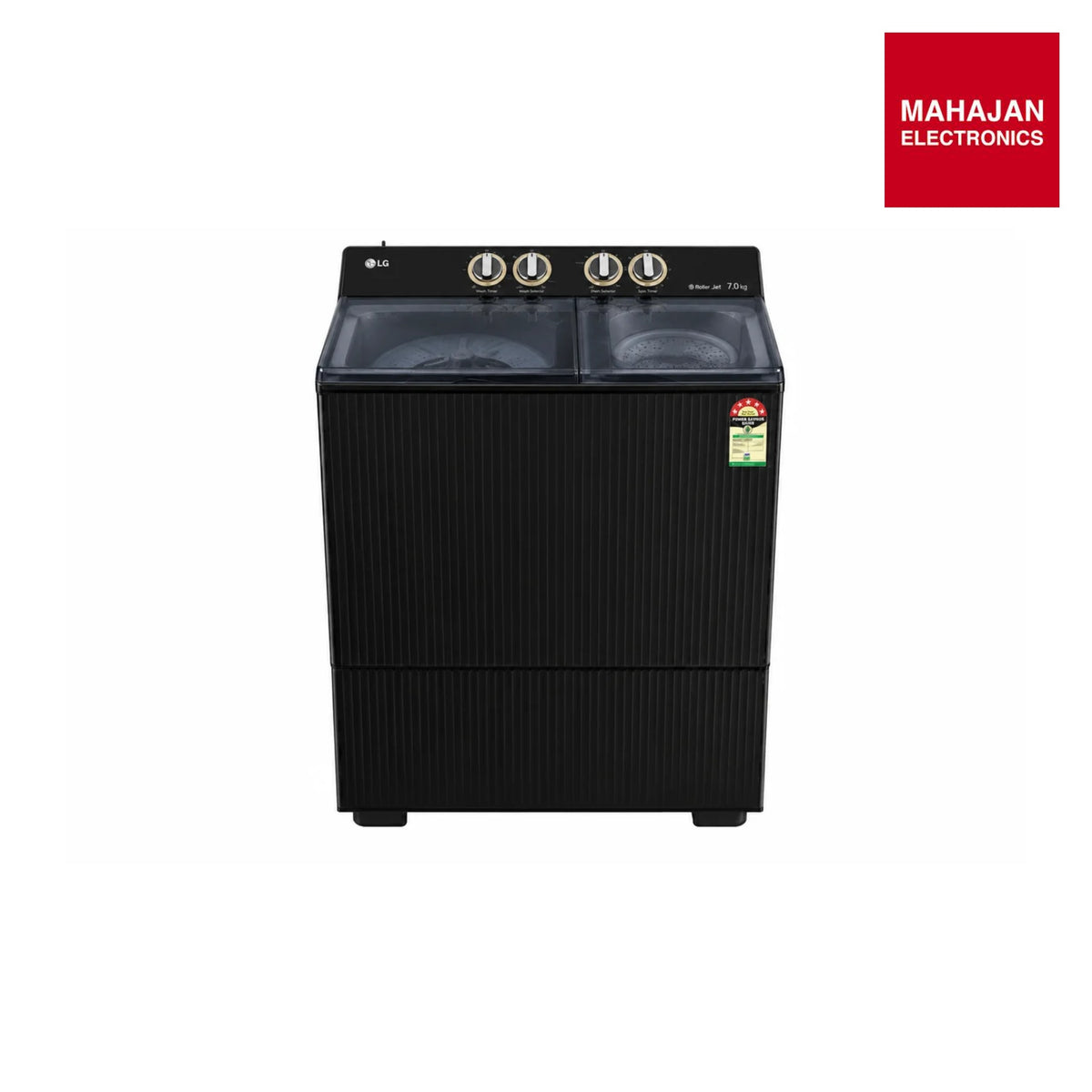 LG PX120A3SO4Z 12 Kg Semi Automatic Top Plastic Door Load Washing Machine with Roller Jet Pulsator+, 5 Star Rating, Onyx Black-Online Mahajan Electronics