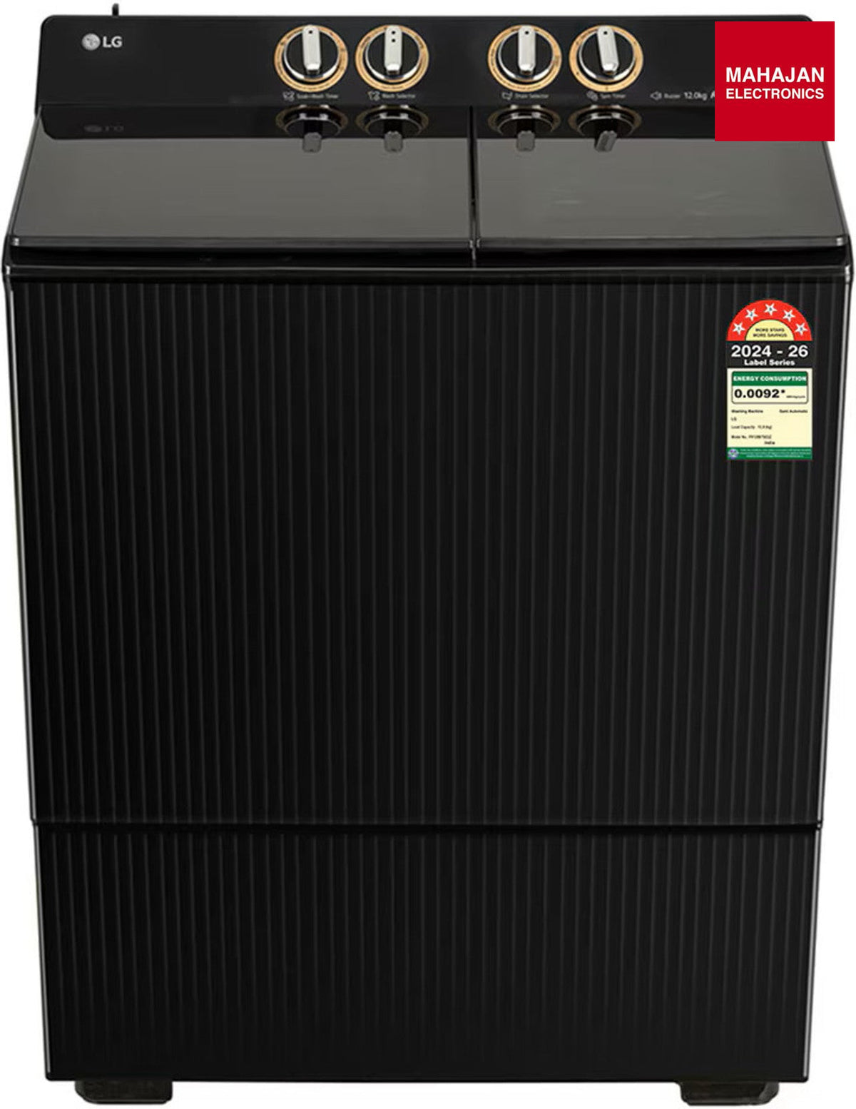 LG PX120B7SO2Z 12Kg 5 Star Semi Automatic Top Load Washing Machine Onyx Black-Online Mahajan Electronics