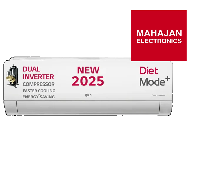 Air conditioner with Mahajan Electronics logo on a white background