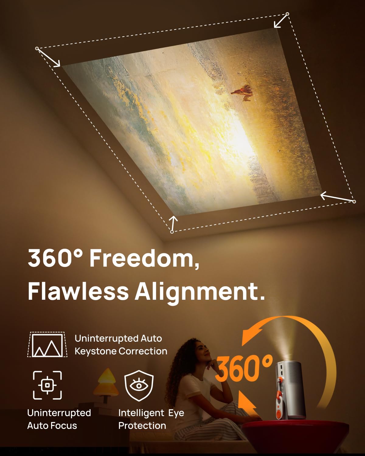 XGIMI MoGo 4 New Launch Portable DLP Projector, 1080P FHD, 360°Adjustable Stand, 2×6W Harman Kardon Speakers, Sunset Filter | Certified Google TV & Netflix, 2 x 6W Harman Kardon, Wifi, Bluetooth, Include Sunset Filter-Online Mahajan Electronics