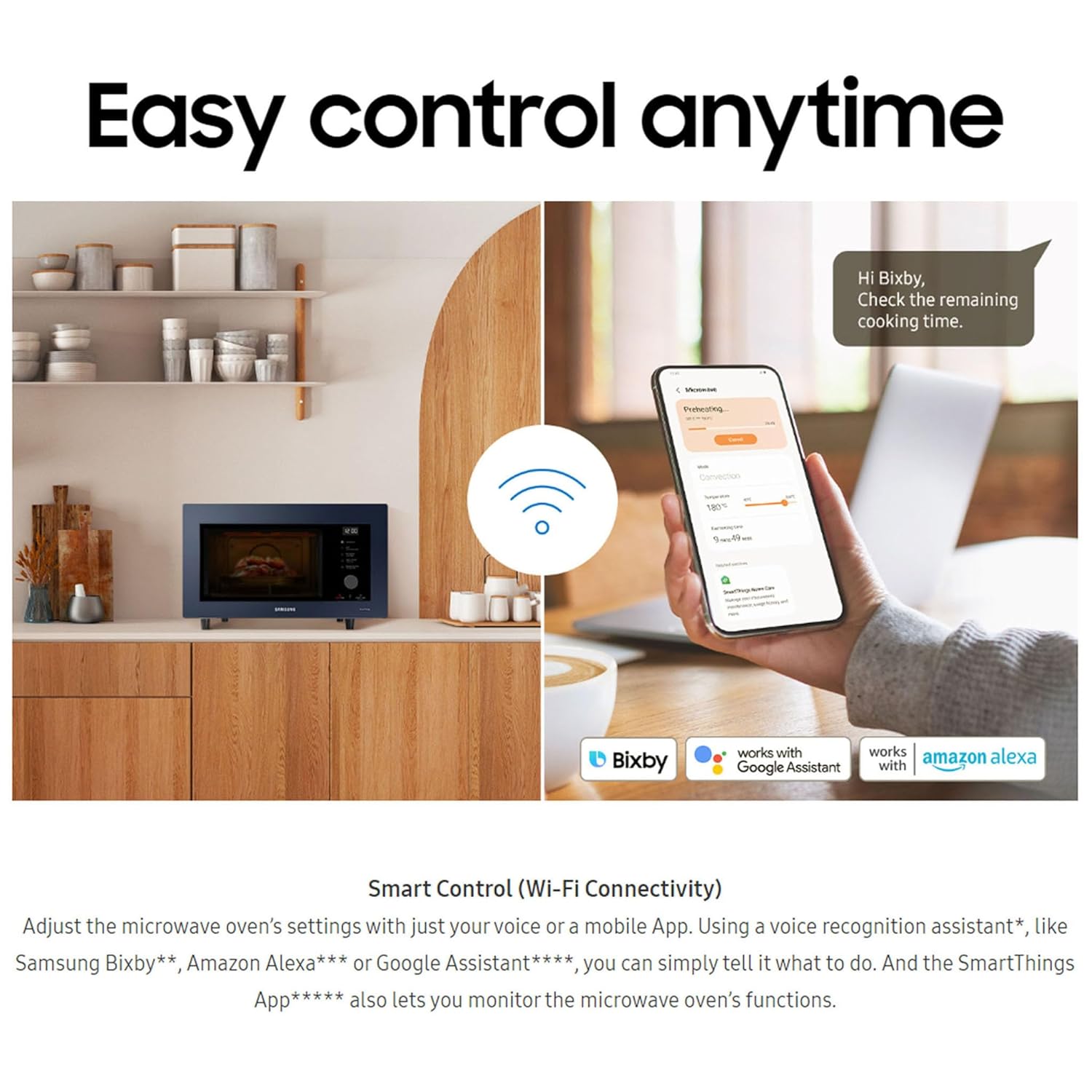 Samsung MC32B7382QC/TL 32L Convection Microwave Oven | Slim Fry, SmartThings, Indian Recipe Mode, Ceramic Inside – Clean Charcoal